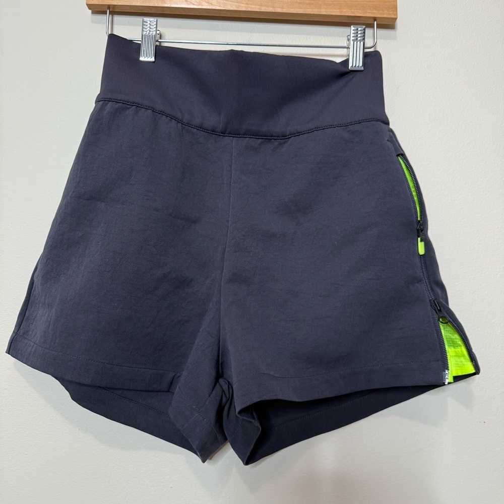 Nike Women's Black Shorts with Neon Green Accents